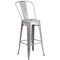 Merrick Lane Eleanore Outdoor Dining Set with 24" Round Table and Slatted Back Bar Stools with Footrests